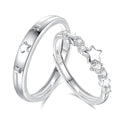 FDJZ-319 Men Women Matching Sterling Silver Zircon Rings Star Adjustable Free Size Rhodium Plated Classic Style Anniversary