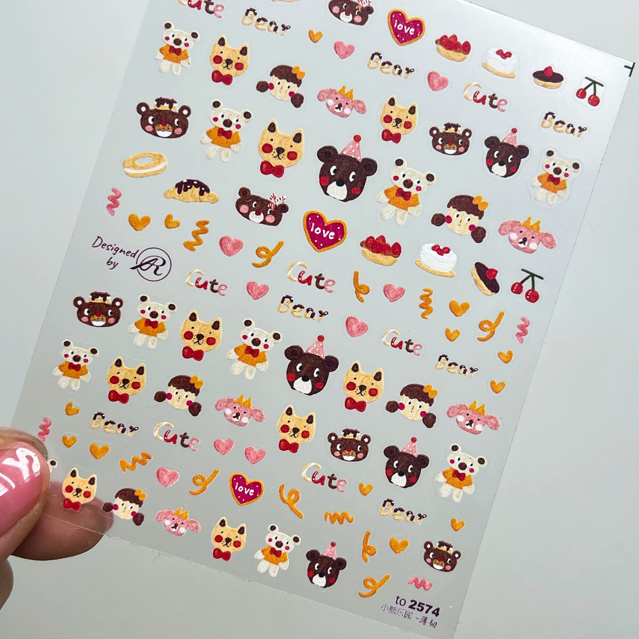 Factory Wholesale Nail Art Sticker Ultra-thin Sticker Cute Cat Kawaii Bear Rabbit Nail Art Decoration