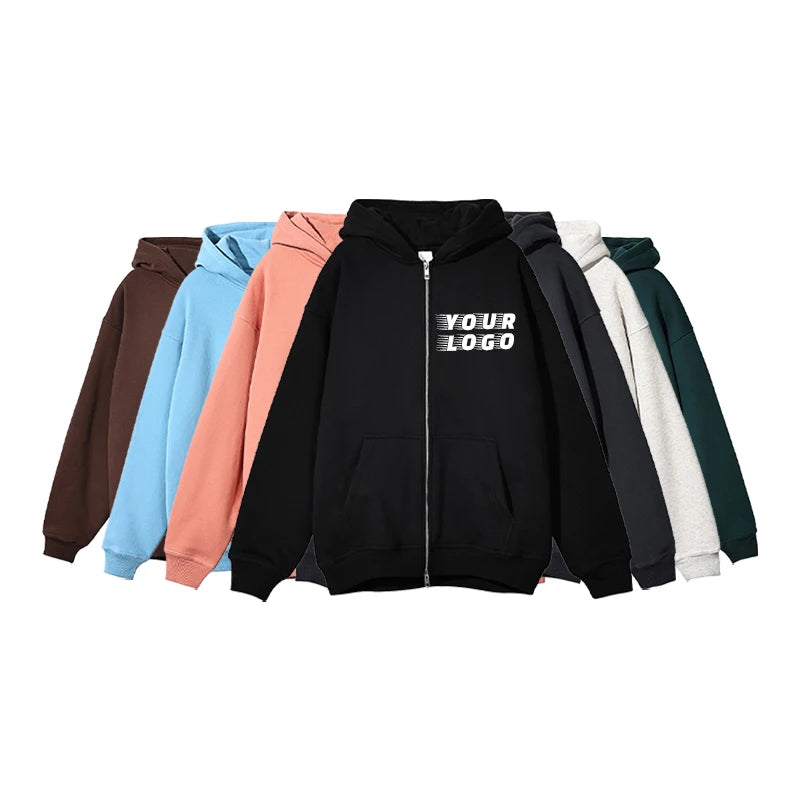 Good Quality Wholesale Thick Fleece Zip up Hoodie 100% Cotton Oversize Hoodies Blank Custom for Men