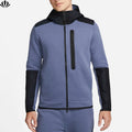 Lightweight Warmth Sportswear Men Cotton Fleece Colorblock Full Zip up Sports Hoodie