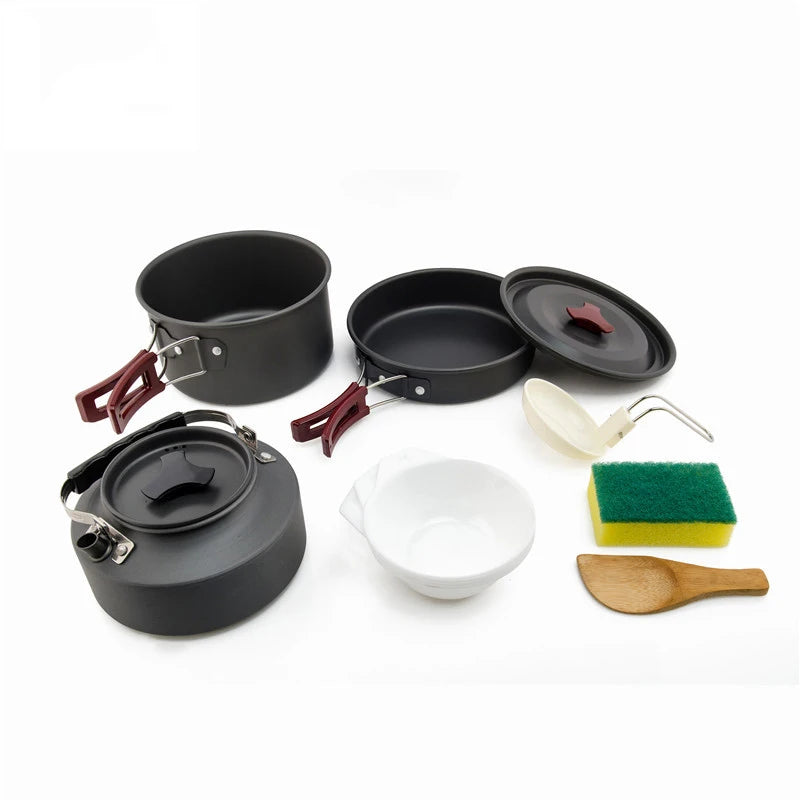 Free Shipping Camping Cookware Outdoor Cookware Set Camping Tableware Cooking Set Travel Tableware Cutlery Utensils Hiking