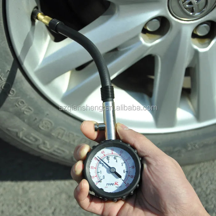 Car Dial Tire Pressure Gauge with Hose