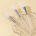 Custom Logo Clear Handle Face Cosmetic Brushes Fan Beauty Tool Facial Mask Silicone Makeup Brush