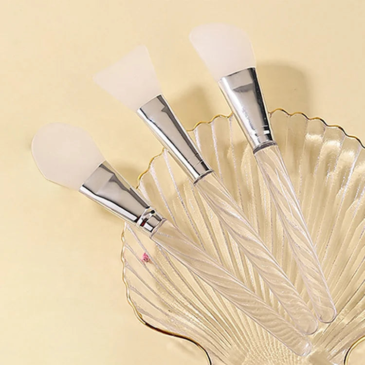 Custom Logo Clear Handle Face Cosmetic Brushes Fan Beauty Tool Facial Mask Silicone Makeup Brush