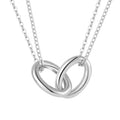 YILUN 925 Sterling Silver Double Chain Interlocking Circle Pendant Necklace Rhodium Plated Minimalist Design Necklace for Women