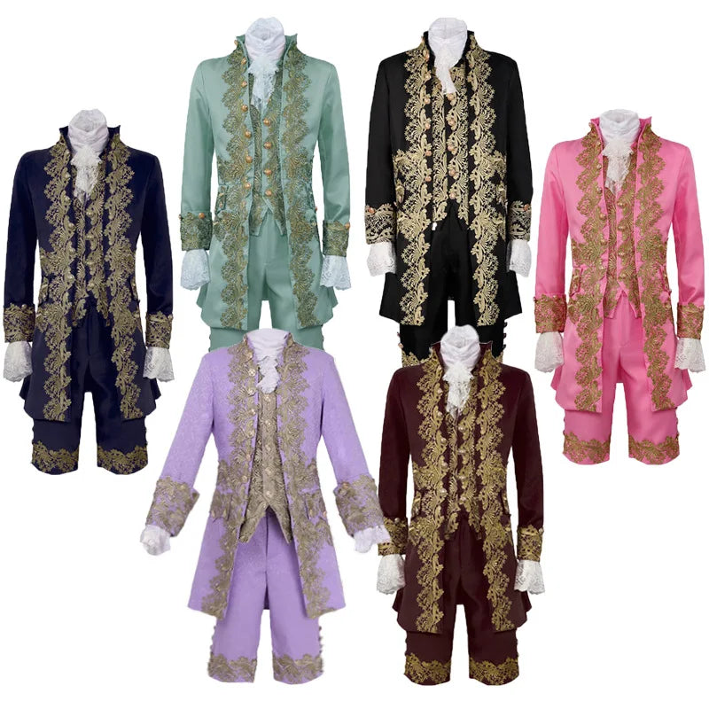 Regency Tailcoat Gentleman Steampunk Coat Victorian King Prince Costume for Adult Men Top Vest Jacket Coat Blazer Suit