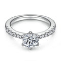 Classic Round Cut White Gold Colour Customized Engrave Logo Silver Ring for Engagement Wedding Ring