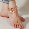 New Style Gemstone Charm Anklet Bohemian Multi-layer Color Turquoise Anklet for Women Fashion Jewelry