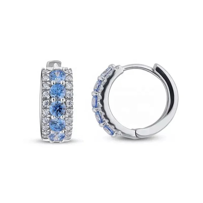 LOZRUNVE 925 Sterling Silver Colored Emerald Sapphire Bold Hoop Earring Bijoux