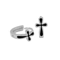 Black Enamel 925 Silver Small Huggie Hoop Gift Jewelry 18k Gold Color Hoop Wholesale Cross Women Earrings