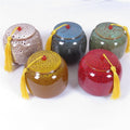 Glossy Glazed Small Ceramic Storage Jar for Food Tea & Cosmetic Use Holiday Gift with Tassel