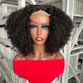 250 Density 14 Inch Afro Curly Hair Wig T Closure Cuticle Aligned Natural Brazilian Human Hair Lace Front Wigs for Black Women