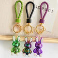Women Girls Men Gift Kawaii Wristlet Wallet Backpack Cute Lanyard Bling Car Accessories Key Ring Charm Bunny Rabbit Keychain