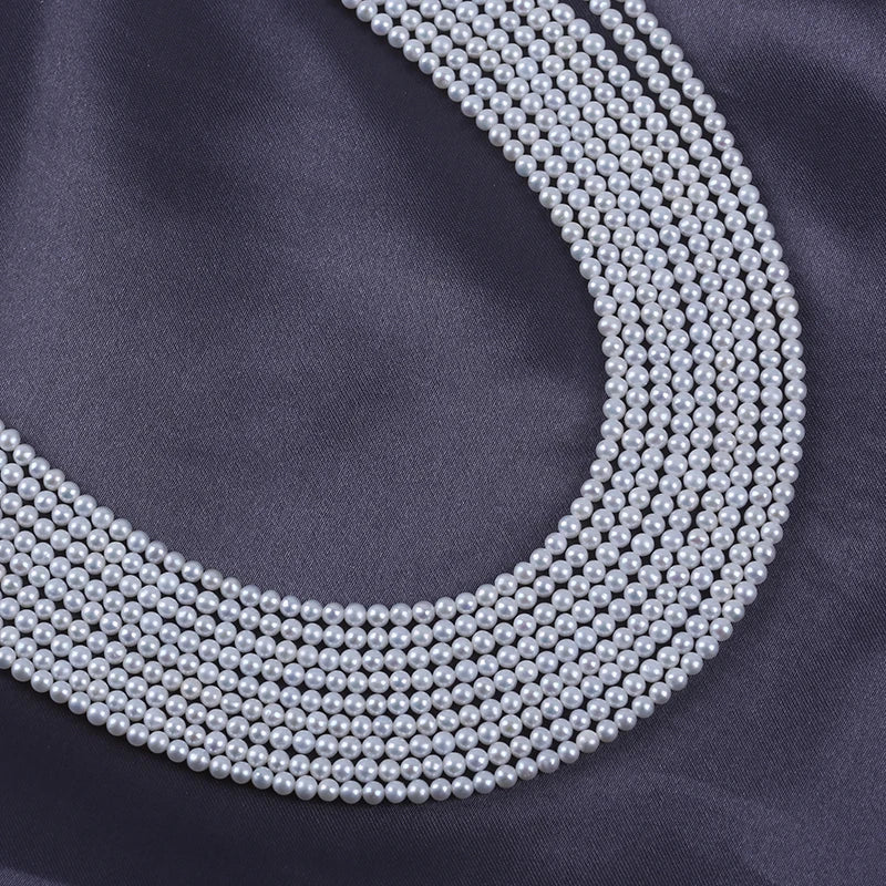 Factory Wholesale 3-4mm Real  Pearl Strand   Hot Selling Freshwater Pearl Strand Loose Beads Round Natural