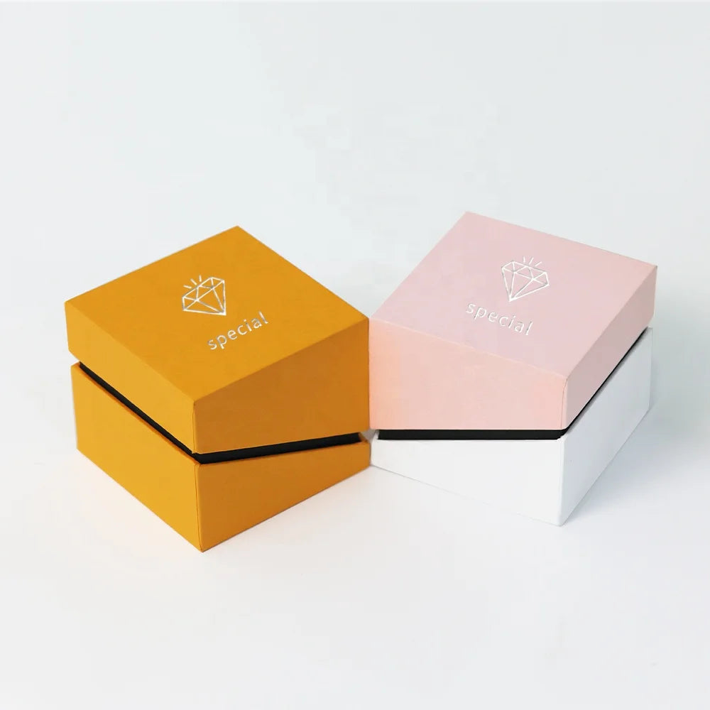 Promotion Packaging Cheap pink Paper Branded Customised  pink Beveled Ring Jewelry Box Packaging Gift Box