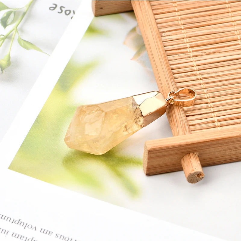 Looks Special and Natural Shaped Natural Citrine Irregular Shape Faceted Drop Pendant