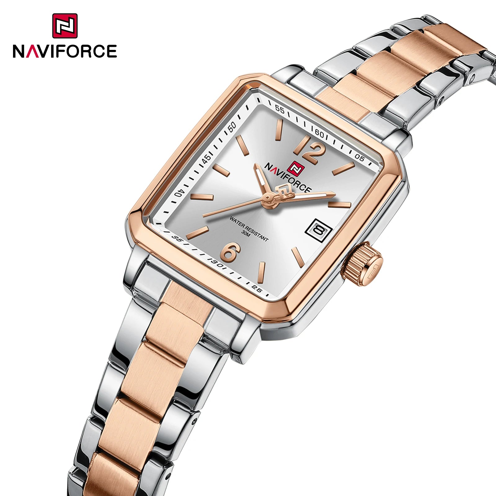 NAVIFORCE 9252L Arabic Numbers Watch Square Couple Watches Minimalist Geometric Design Trendy for Ladies Original Quartz Watch