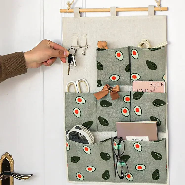 Custom Logo Printing Cotton Linen Storage Bag Multifunctional Door Wall Hanging for Bedroom & Dorm for Back to School