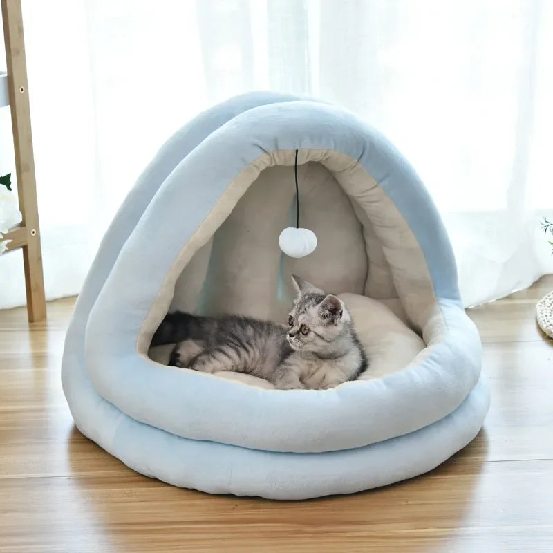 Top Quality Easy to Clean Semi-closed Comfortable Plush Fluffy Pet Bed Nest