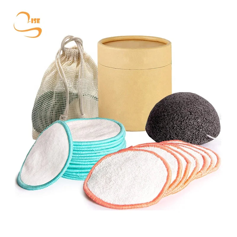 Hot Sales 3.15" Round Reusable Bamboo Facial Cleansing Pads Laundry Bag Set Chemical Free Soft Cloth Makeup Remover