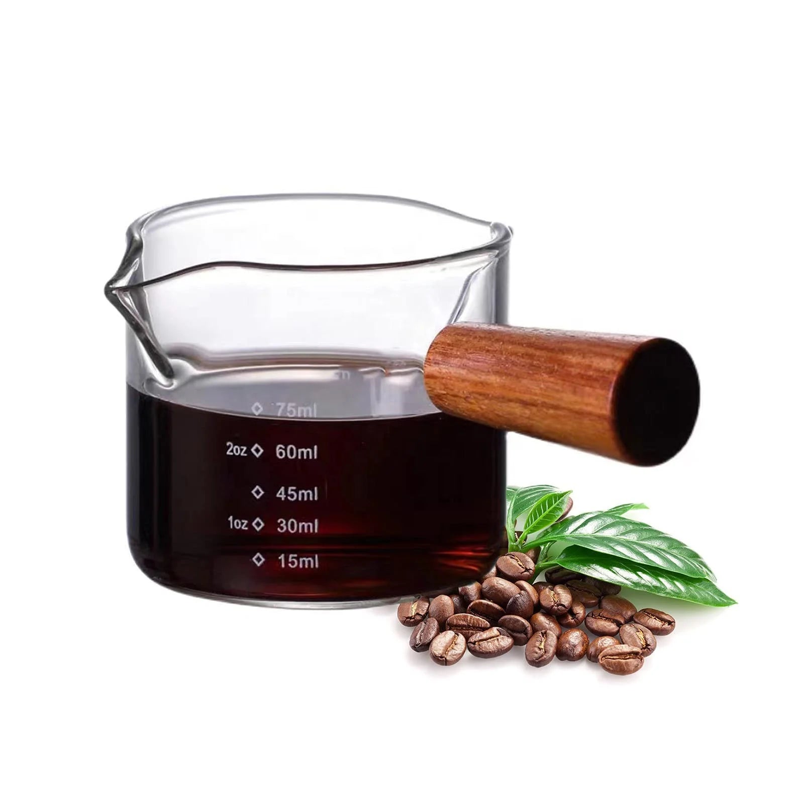OEM ODM Best Espresso Coffee Ounce Cup Double Mouthed Glass Milk Measuring Cup