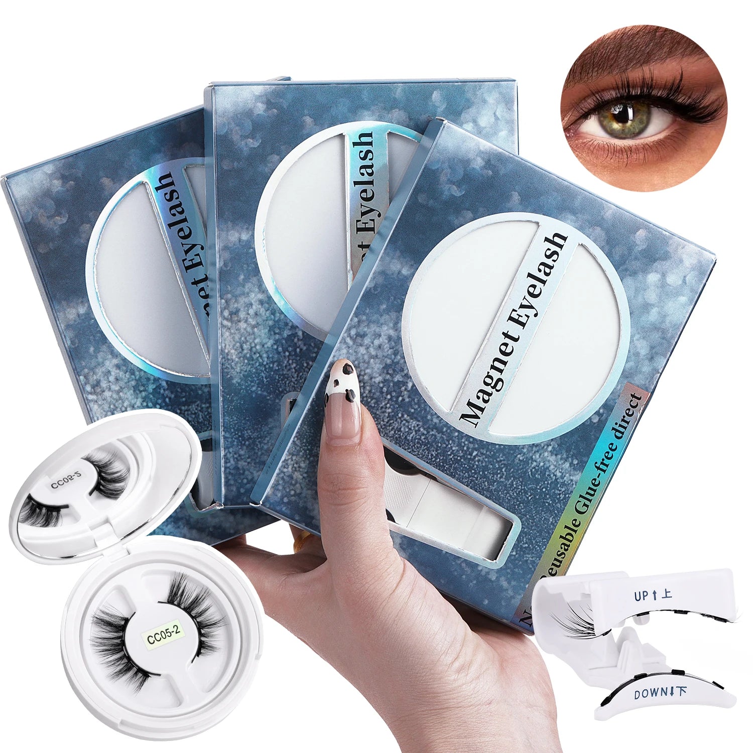 Private Label Reusable Handmade 3D Magnetic False Eyelashes Applicator Wholesale Thick Natural Long Water Resistant Durable