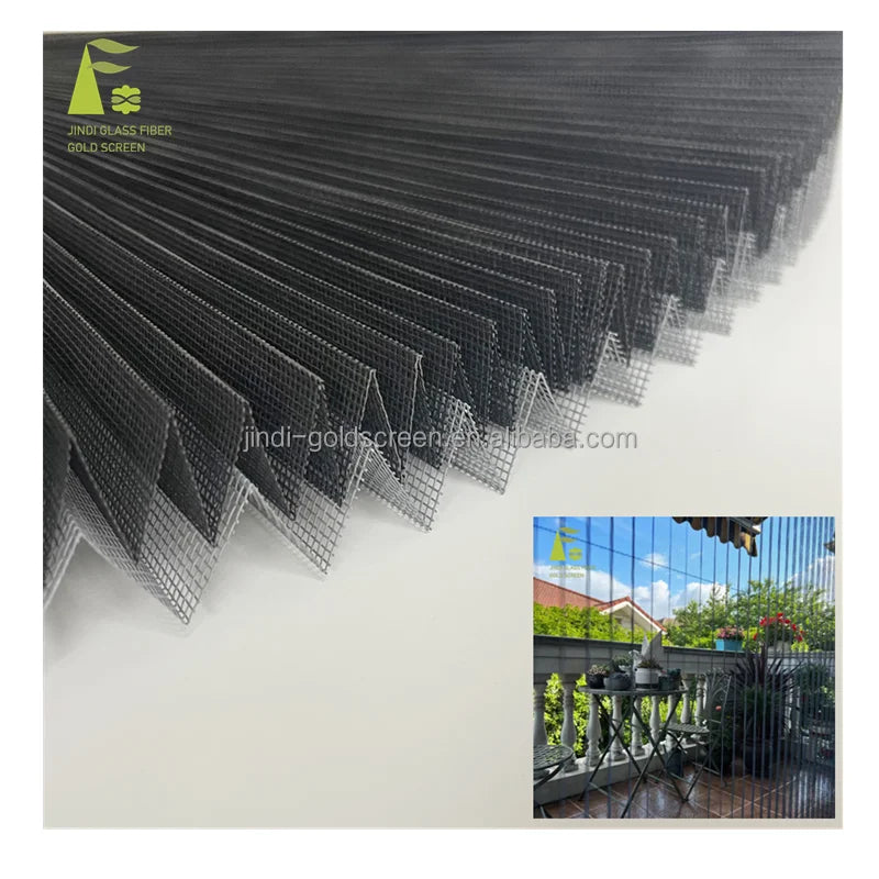 JINDI Modern Outdoor Folding Mesh Netting Pleated Insect Screen Door Durable Polyester Plisse Manufacturer's Pleated Mosquito