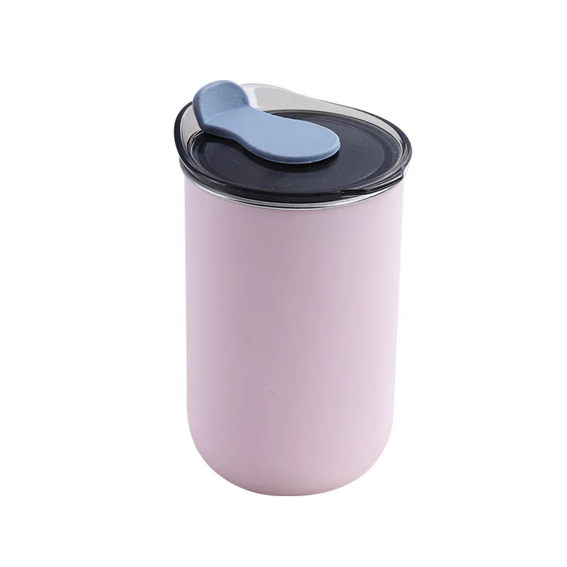 300ML Double Wall  PP Shell Stainless Steel Coffee Cup with Lid and Straw