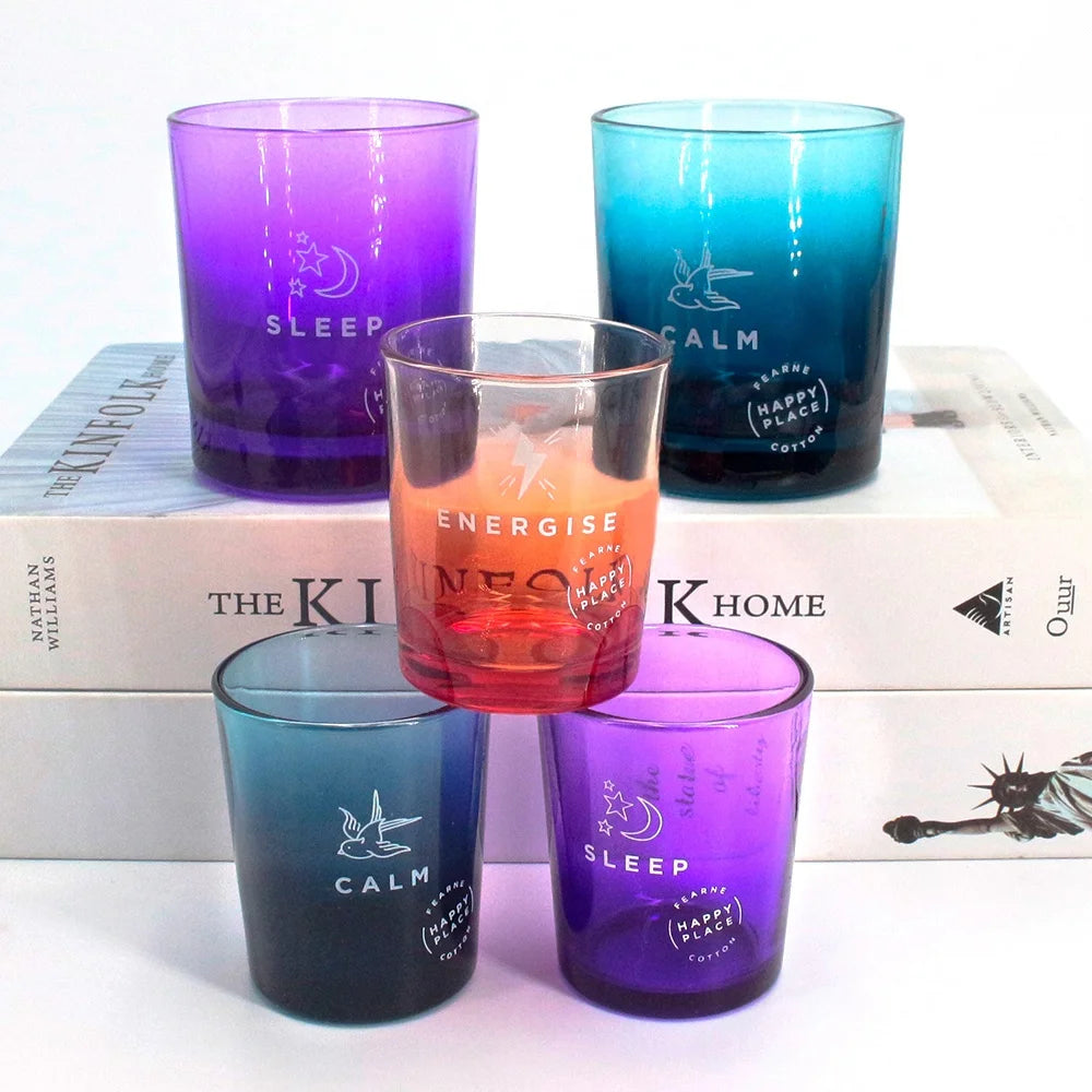 FENGJUN Unique Mini Translucence Colored Ombre Customized White Label Iridescent Holographic Candle Jars