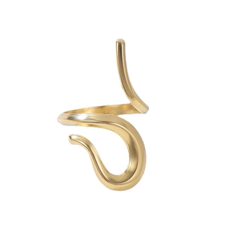 BM Quality Women Jewelry Wholesale Irregular Geometric Stainless Steel Open Snake Shape Rings