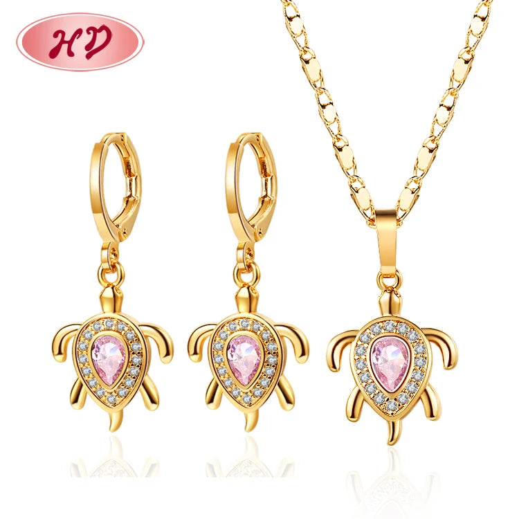 2022 New  Best-selling Fashion Stylish Classic Design Turtle Jewelry Set with Earrings Necklace Pendant