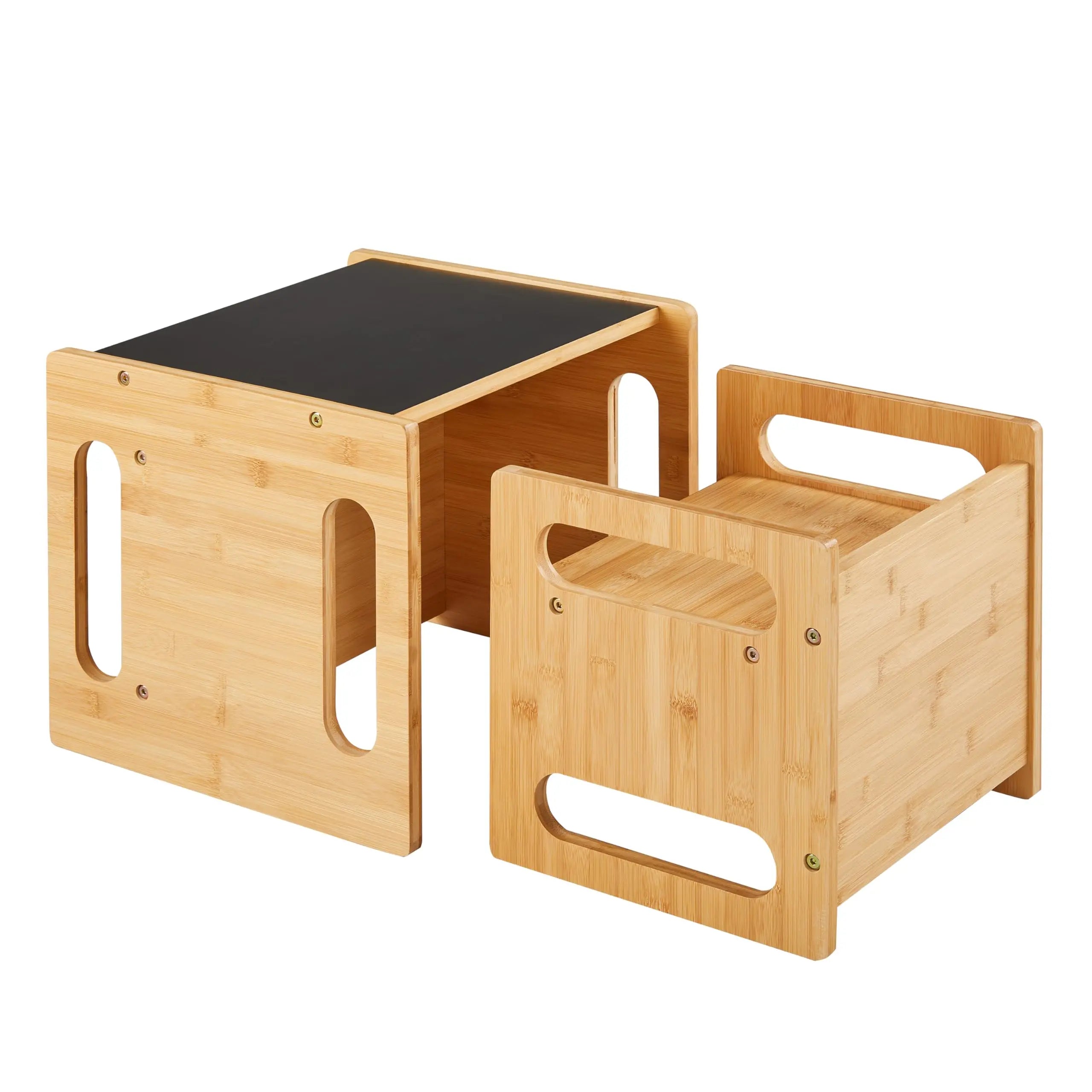Toddler Learning Tower Wooden Weaning Table Toddler Table Real Hardwood Montessori Kids Bamboo Activity Desk Step Stool