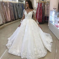 Custom Made Long Sleeves Lace Wedding Dresses With Appliques Court Train Tulle Plus Size Wedding Bridal Gowns Vestidos De Noiva