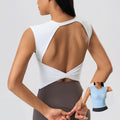 YIYI Sleeveless Padded Tops for Women Breathable Backless Fitness tank Tops Women Medium Support Workout Sports Bras Women