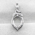 Sterling Silver 9*11mm Semi Mount Pendant Empty Frame Blank Support Setting S925 Base Holder Without Center Stone for DIY Inlay