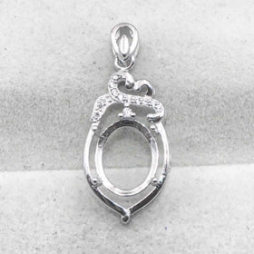 Sterling Silver 9*11mm Semi Mount Pendant Empty Frame Blank Support Setting S925 Base Holder Without Center Stone for DIY Inlay