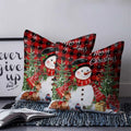 Christmas Home Decor Red Pink Snowman 45*45 Cushion Cover Custom Printed Linen Pillow Cases and Cushions