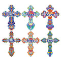 R-SQ201-208 New Arrival 6pcs DIY Feather Diamond Painting Bookmarks Cross Bookmark Made of Durable PVC Material