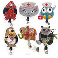 Wholesale Customized Design Badge Holder Animal Dog Cat Nurse Gifts Rhinestone Card Badge Reel