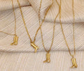 DAIHE Vintage Western Cowboy Boots Pendant Necklace Hip Hop Abstract Titanium Steel Clavicle Chain