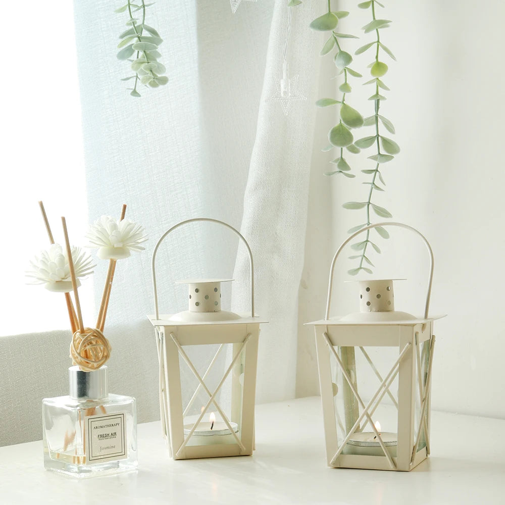 Home Decor White Mini Small Metal Geometric Mini Metal Lantern Wedding Favors Christmas Decoration