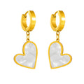 Hot Sale High Polish Gold Plated Stainless Steel Dangle Natural Shell Pearl Irregular Heart Hoop Earring for Women
