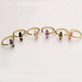 Natural Gemstone Amethyst Rose Quartz Crystal Quartz Gold Plated Heading Point Ring for Women's Gifts
