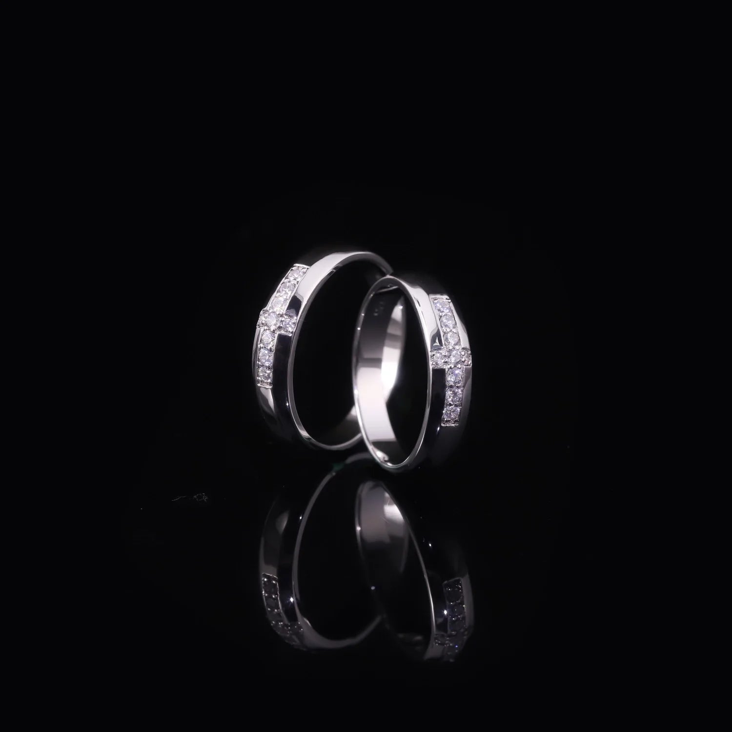 KH820 Abiding Elegant Cross Couple Rings Rhodium Plated 925 Silver Wedding Synthetic Lab Created Diamond Ring for Marriage