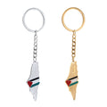 Manufacturer Stainless Steel Palestine Country Map Charm Keychain 18K Gold Plated Palestine Map Pendant Keyring Key Chain
