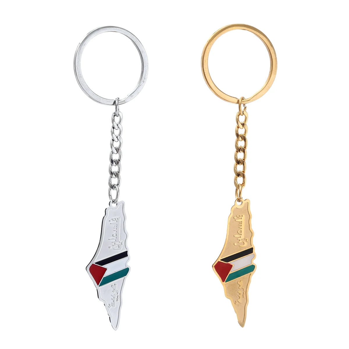 Manufacturer Stainless Steel Palestine Country Map Charm Keychain 18K Gold Plated Palestine Map Pendant Keyring Key Chain