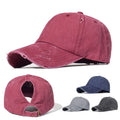 Custom logo Washed Old Coated Retro Vintage Baseball Cap Ponytail Hat Adjustable Baseball Cap for Women