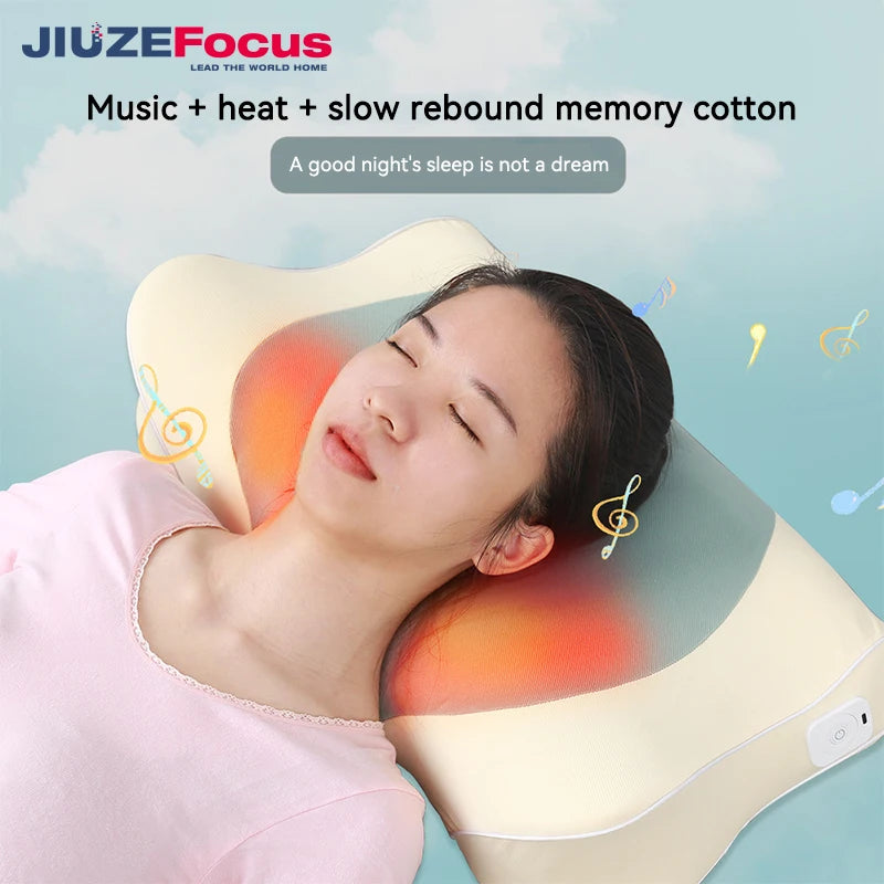 Music Heating Memory Foam Wedge Pillow with Music Function Neck Support Plant/Solid Pattern Bedroom Use