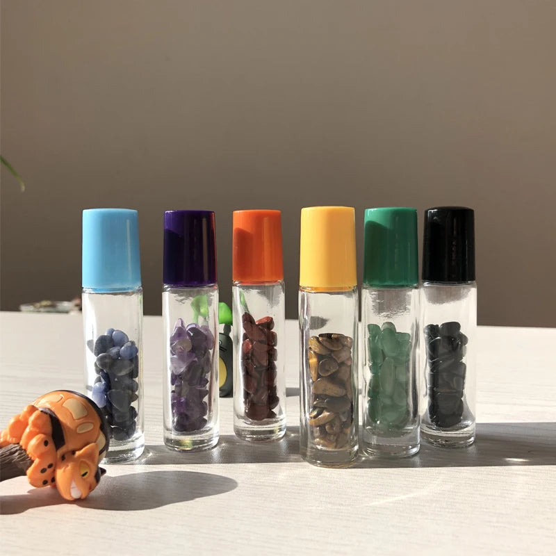 Amazons Top Seller Crystal Glass Bottle Roller Quartz Stone Chips Massage Bottle for Eyes Lip