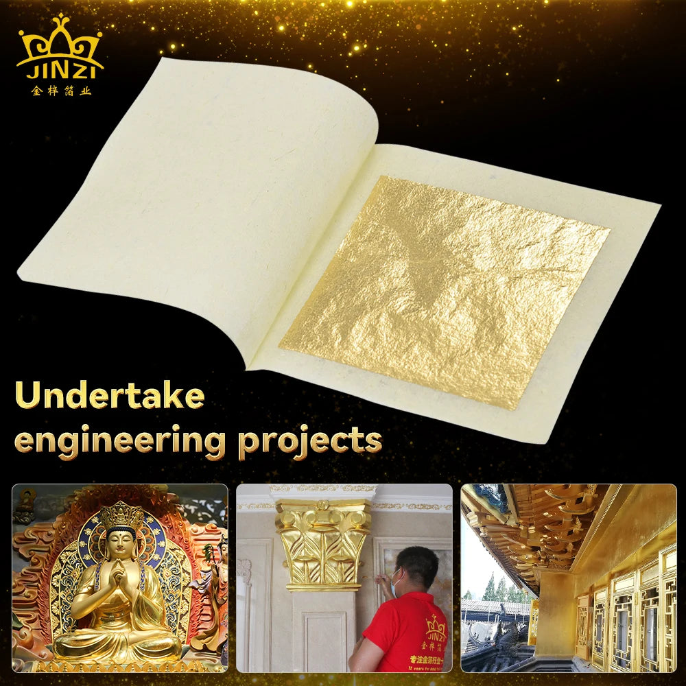 Hot Sale 24K Gold Leaf Sheet Craft Art Genuine Real Gold Foil Leaf Sheet for Buddha Statue